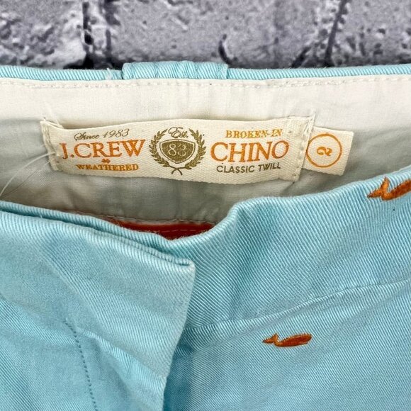J Crew Critter Broken In Chino Pants Crop Length Whales Blue Size 2 - Picture 3 of 10